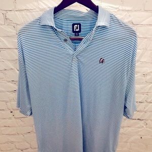 Baby blue & white striped FootJoy Performance Golf Shirt